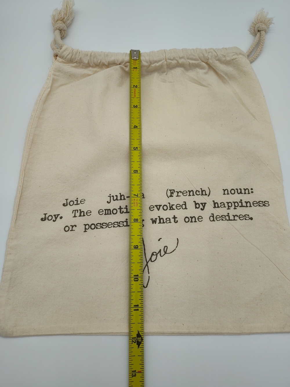 JOIE Juh-Wa French Definition Drawstring Dust Bag Cotton Canvas Pouch 12x11 EUC - Picture 4 of 5
